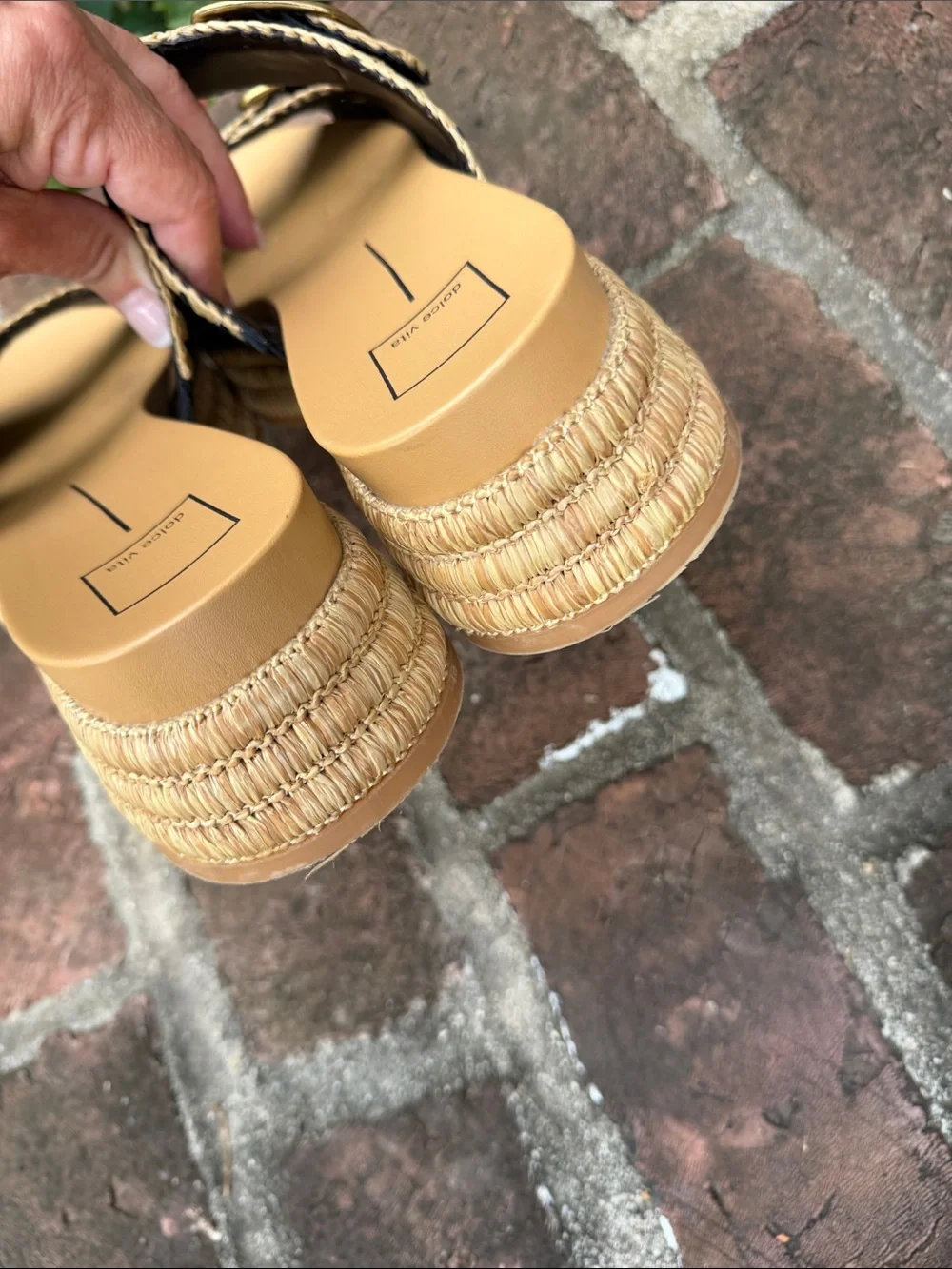 Dolce Vita Black and Tan Espadrille Slide Sandals size 11